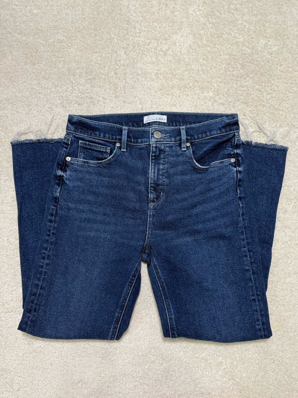 LOFT High Waist Kick Crop Denim Jeans Dark Blue Size 29 8 - Picture 3 of 7